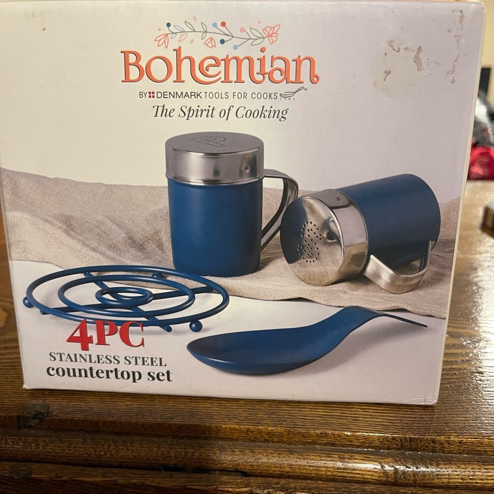 Blue Stainless Steel Countertop Set